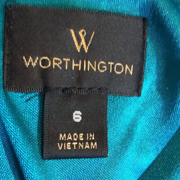 Worthington Sleeveless Dress Blue Background With Bird Print Size 6 - Picture 6 of 7
